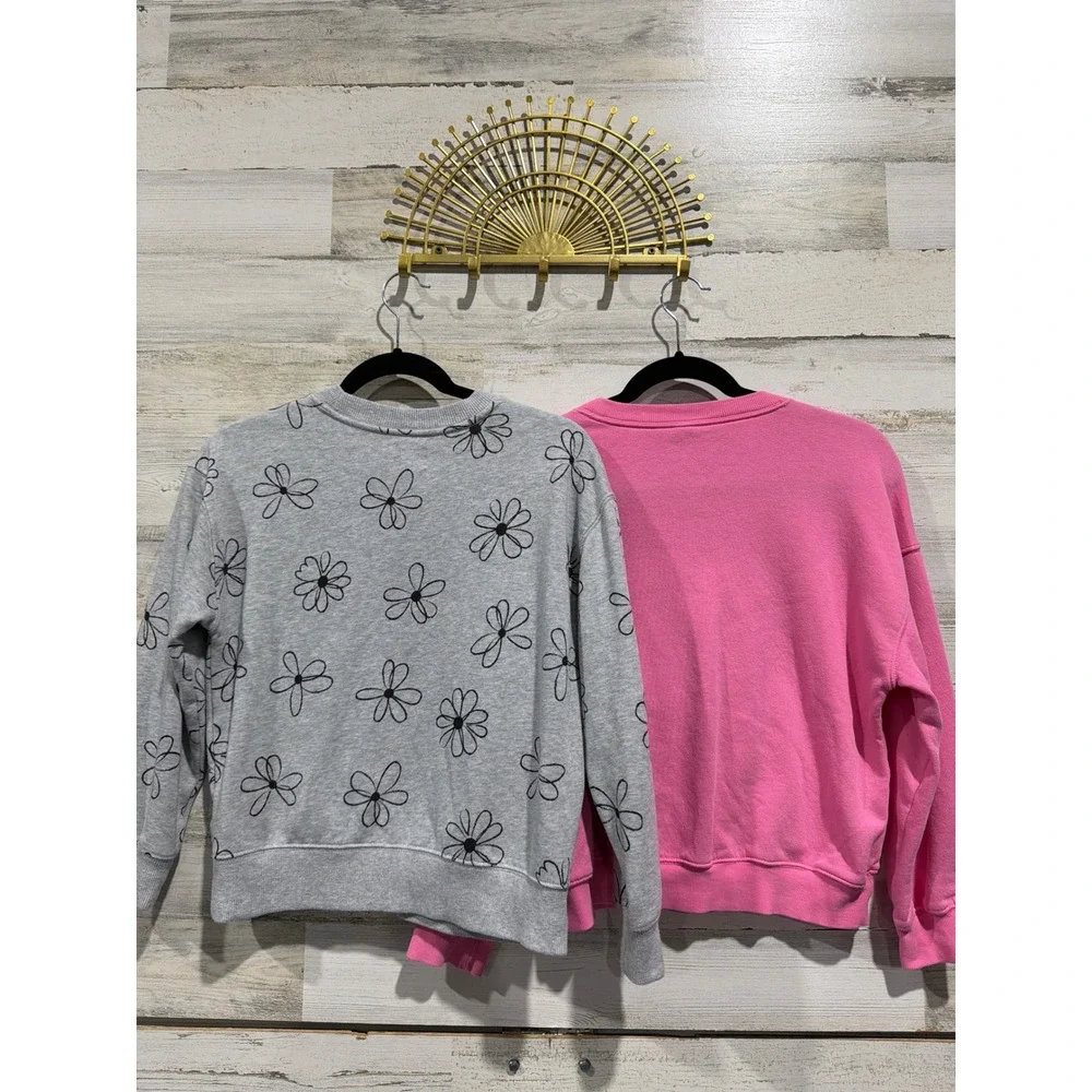 Old Navy Wonder Nation Sweatshirt Bundle Girls 10/12 Pink Gray Floral Core EUC